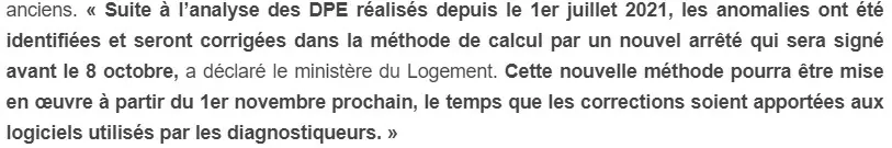 Citation ministre du logement sur les DPE