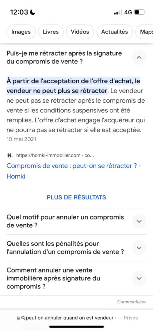 quel motif pour annuler un compromis de vente