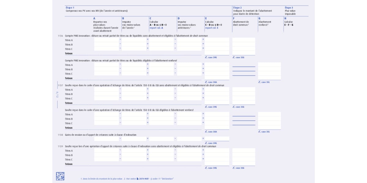 exemple déclaration plus value
